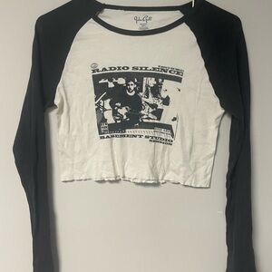 BRANDY MELVILLE John Galt Women's Radio Silence Long Sleeve T-Shirt cropped